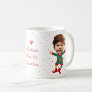 Personalized Photo Face Funny Christmas Elf Kid Coffee Mug