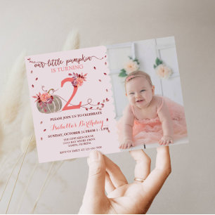 Personalized Photo Fall 2nd Birthday Invitation