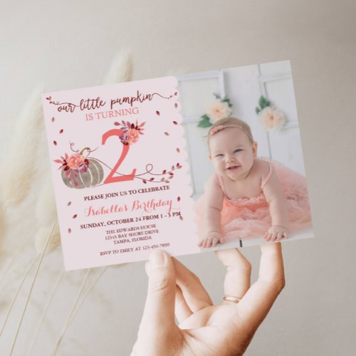 Personalized Photo Fall 2nd Birthday Invitation