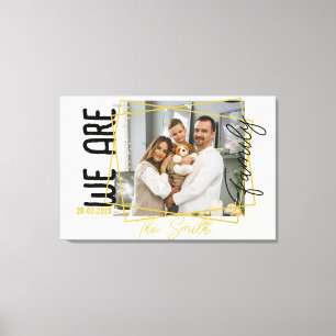 Personalized Photo Family Gold Frame Custom Name Canvas Print