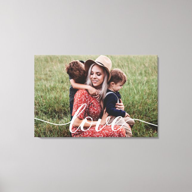 Personalized Photo Family Love Script Canvas Print (Front)