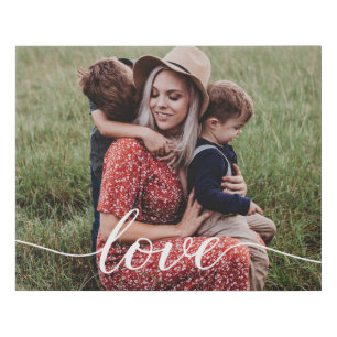 Personalized Photo Family Love Script Faux Canvas Print