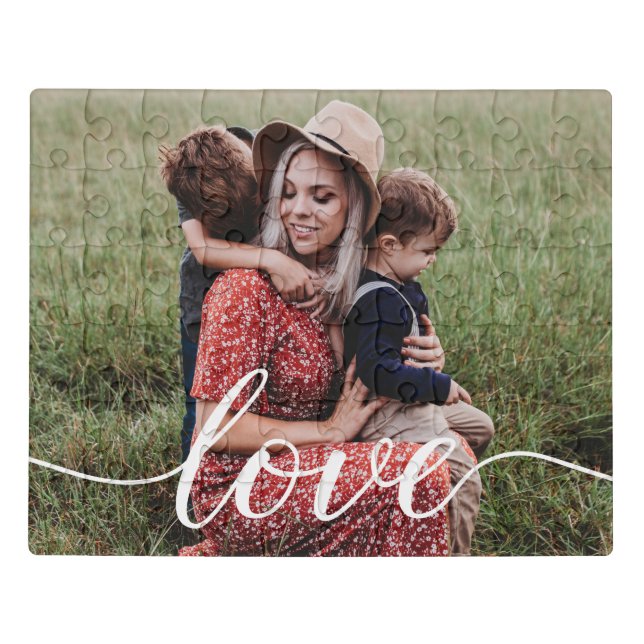 Personalized Photo Family Love Script Jigsaw Puzzle (Puzzle Horizontal)