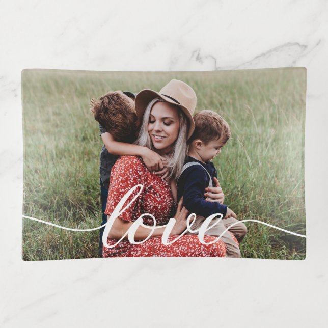 Personalized Photo Family Love Script Trinket Tray (Front)