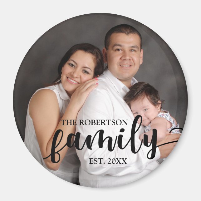 Personalized Photo , Family Name and Year Magnet (Front)