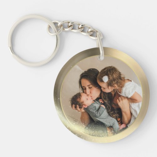 Personalized Photo Family Portrait Golden Keychain