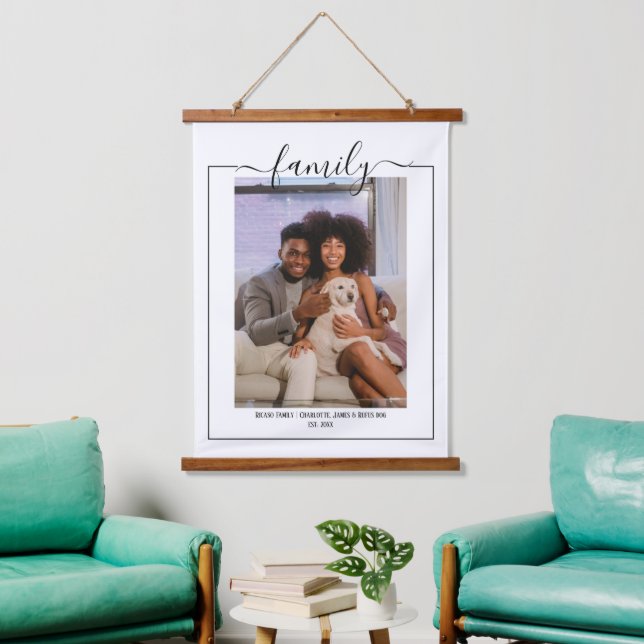 Personalized Photo Family Typography Hanging Tapestry (Living Room)