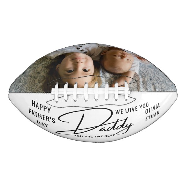 Personalized Photo Father's Day Black And White Football (Front)