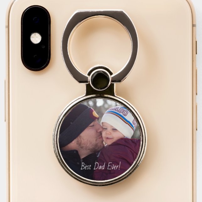 Personalized Photo Father's Day Gift Phone Ring Stand (Close Up)