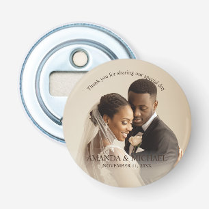 Personalized Photo Favor with Names & Wedding Date Bottle Opener
