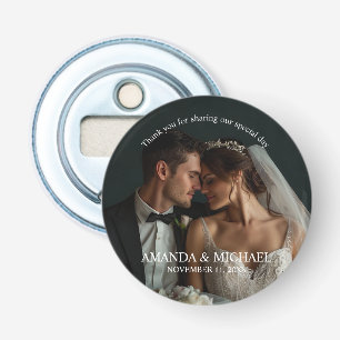 Personalized Photo Favor with Names & Wedding Date Bottle Opener