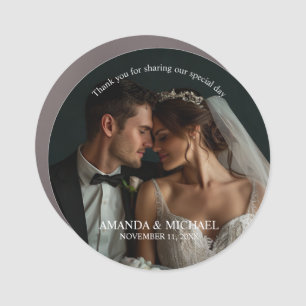 Personalized Photo Favor with Names & Wedding Date Car Magnet
