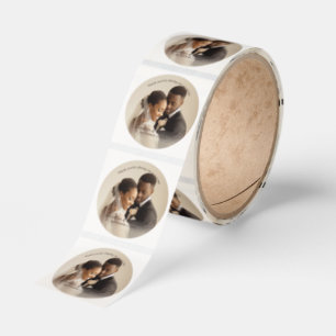 Personalized Photo Favor with Names & Wedding Date Classic Round Sticker