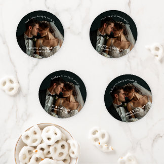 Personalized Photo Favor with Names & Wedding Date Coaster Set