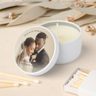 Personalized Photo Favor with Names & Wedding Date Mini Candle Favors