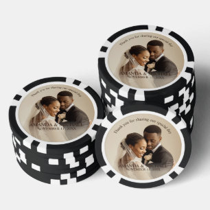 Personalized Photo Favor with Names & Wedding Date Poker Chips