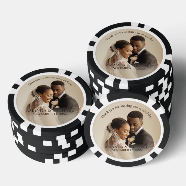 Personalized Photo Favor with Names & Wedding Date Poker Chips (Stack)