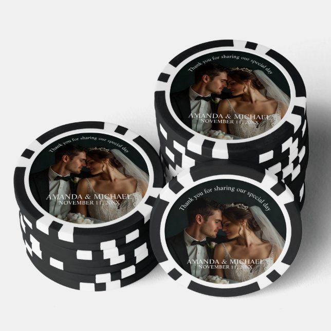 Personalized Photo Favor with Names & Wedding Date Poker Chips (Stack)
