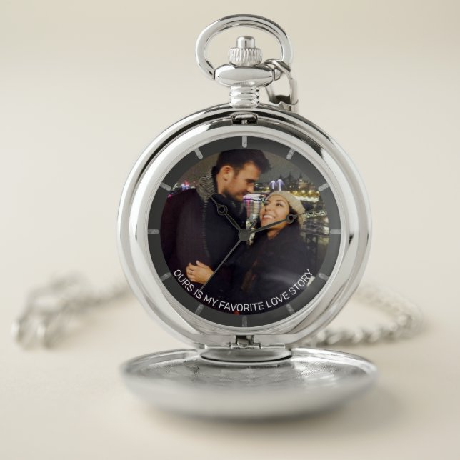 Personalized Photo Favorite Love Story Pocket Watch (Inside)