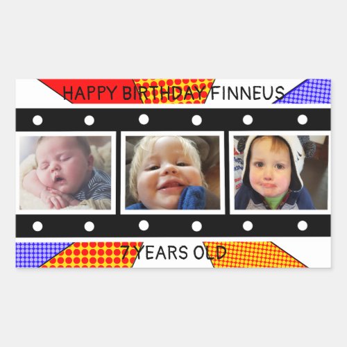 Personalized Photo Filmstrip Birthday Rectangular  Rectangular Sticker