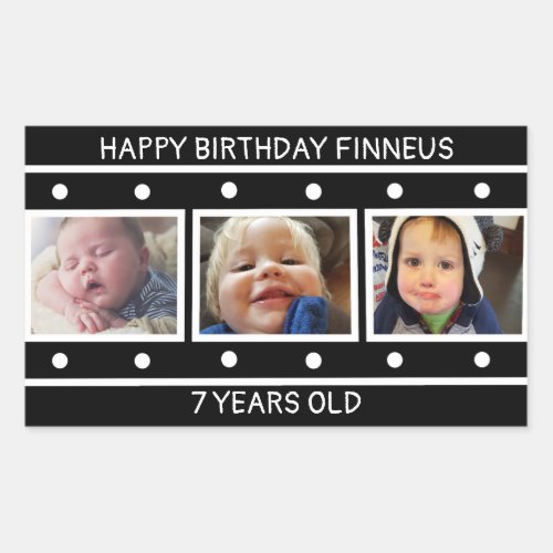 Personalized Photo Filmstrip Birthday Rectangular Sticker