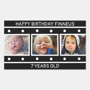 Personalized Photo Filmstrip Birthday Rectangular Sticker