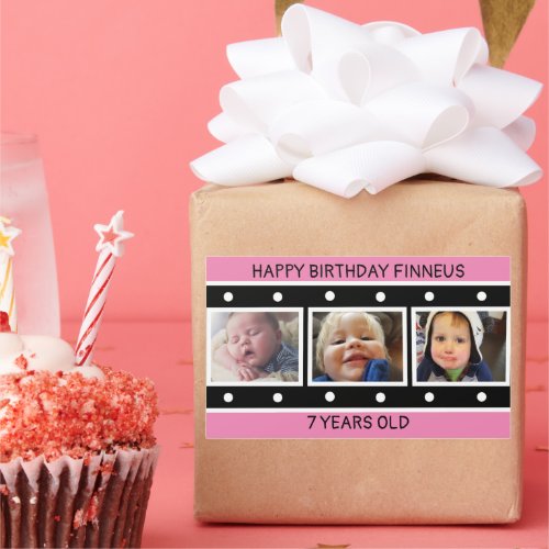 Personalized Photo Filmstrip Birthday    Rectangular Sticker