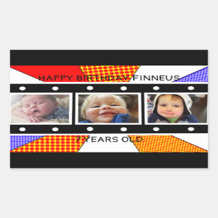 Personalized Photo Filmstrip Birthday Rectangular  Sticker