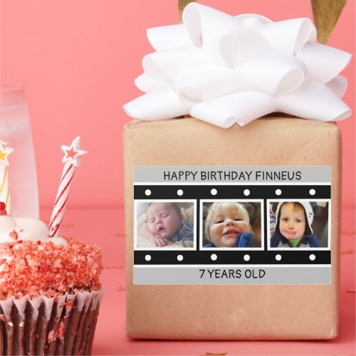 Personalized Photo Filmstrip Birthday    Rectangular Sticker