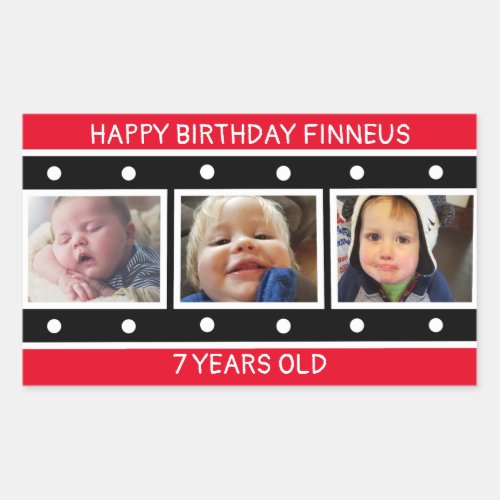 Personalized Photo Filmstrip Birthday   Rectangular Sticker