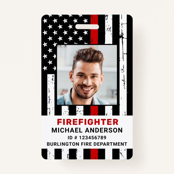 Personalized Photo Fire Department Firefighter ID Badge Zazzle
