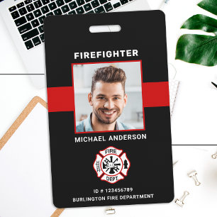 Personalized Photo Firefighter ID Fireman ID Card  Badge