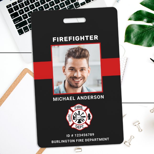 Personalized Photo Firefighter ID Fireman ID Card  Badge (Creator Uploaded)