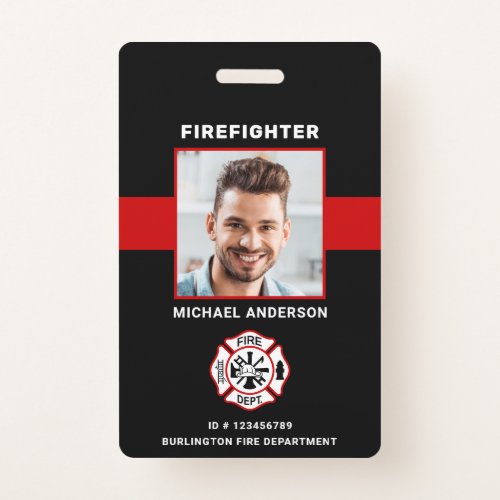 Personalized Photo Firefighter ID Fireman ID Card Badge