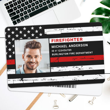 Personalized Photo Fireman ID Card Firefighter ID Badge