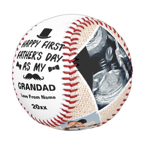 Personalized Photo first fathers day as my grandad Baseball