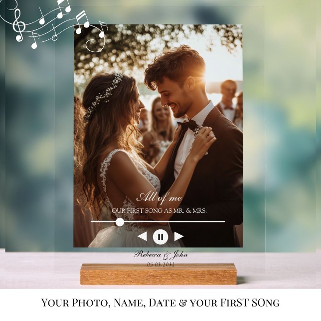 Personalized, Photo, First Song, Wedding Sign (Personalized, Photo, First Song, Wedding, Memory, Acyrly Sign for Couples /Newylweds.)
