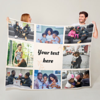Personalized Photo Fleece Blanket - Custom Collage