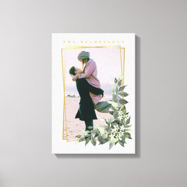 Personalized photo floral frame canvas print (Front)