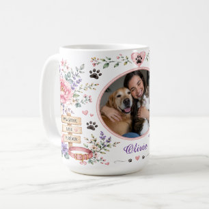 Personalized Photo Floral Paw Print Pet Lover Gift Coffee Mug