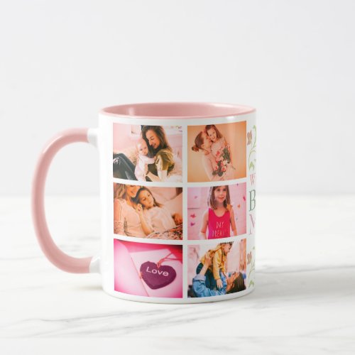 Personalized photo floral worlds best mug