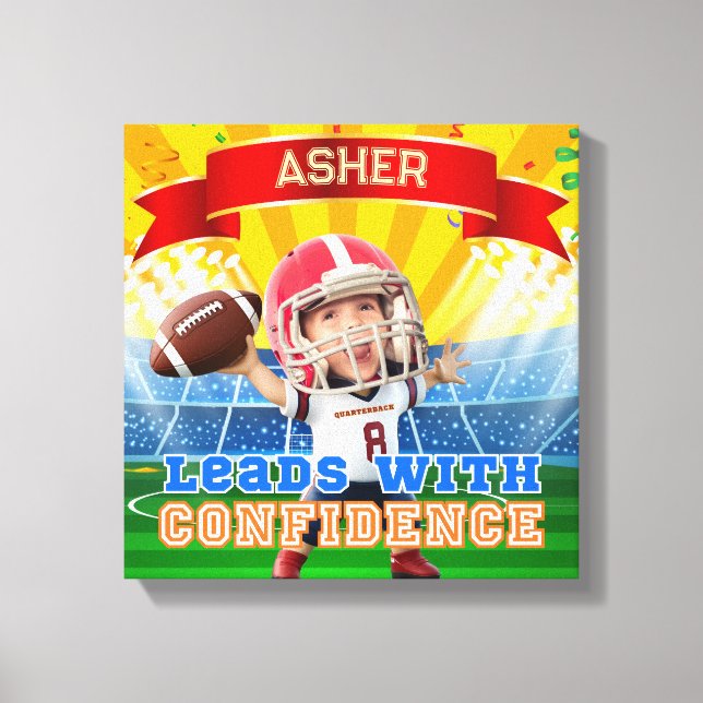 Personalized Photo Football Red Quarterback Canvas Print (Front)
