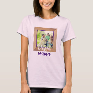 Personalized Photo Frame   Cute Blessed Mama T-Shirt