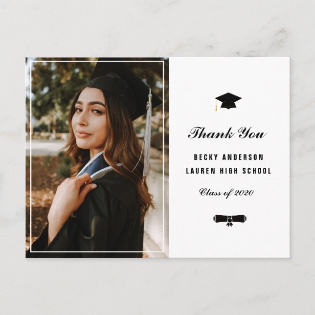 Personalized photo frame graduation thank you postcard (Front)
