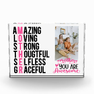 Personalized Photo Frame Mothers Day Gift Block