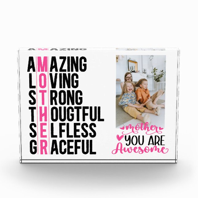 Personalized Photo Frame | Mothers Day Gift Block (Front)