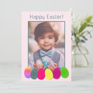 Personalized Photo Fun Colored Eggs Happy Easter 