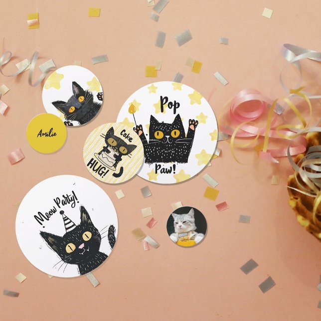 Personalized Photo Funny Black Cat Party Confetti (Personalized Photo Funny Black Cat Party Confetti)