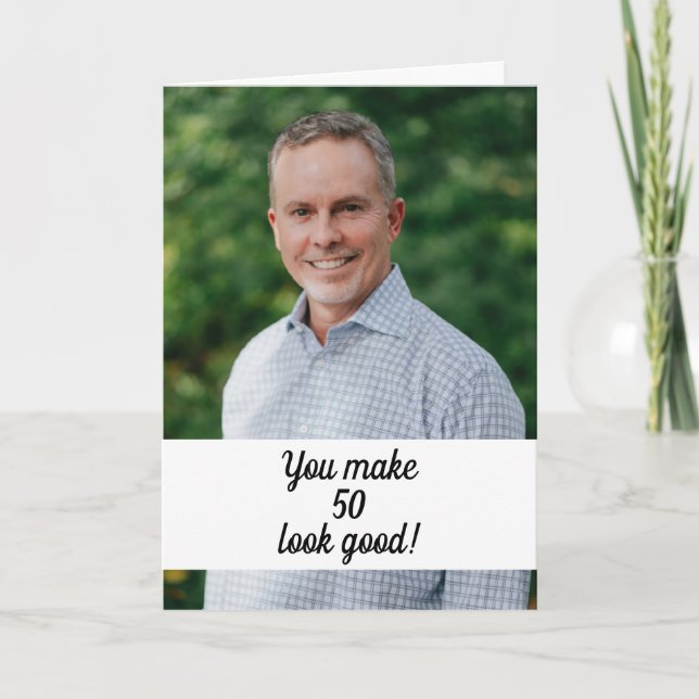 Personalized Photo Funny Brother 50th Birthday Card (Front)