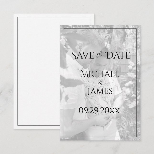 Personalized Photo Gay Couple Save the Date (Front/Back)
